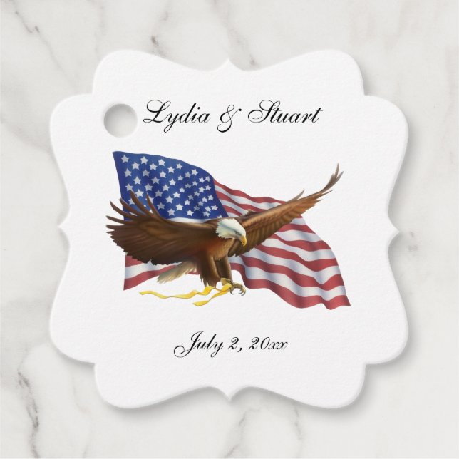 Amerikanska Flagga och Eagle Bröllop Gåvor Etiketter (Framsida)