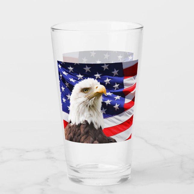Amerikanska Flagga och Eagle Glass Kopp (Framsida)