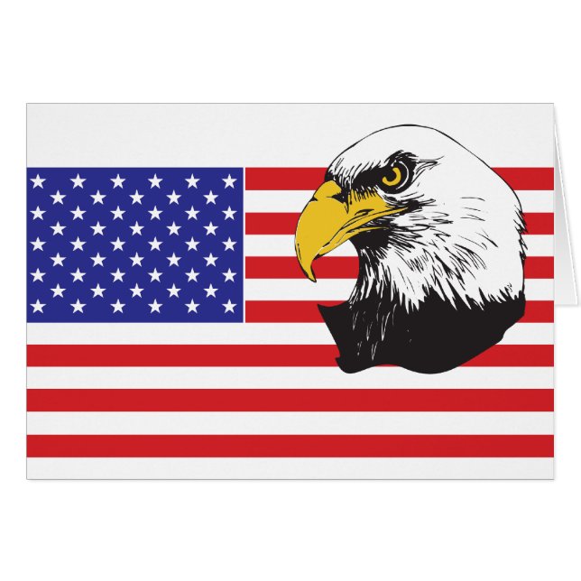 Amerikanska Flagga och Eagle Hälsningskort (Framsidan Horizontal)