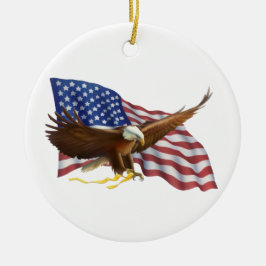 Amerikanska Flagga och Eagle Julgransprydnad Keramik