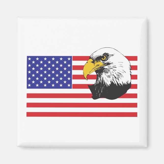 Amerikanska Flagga och Eagle Magnet (Framsidan)