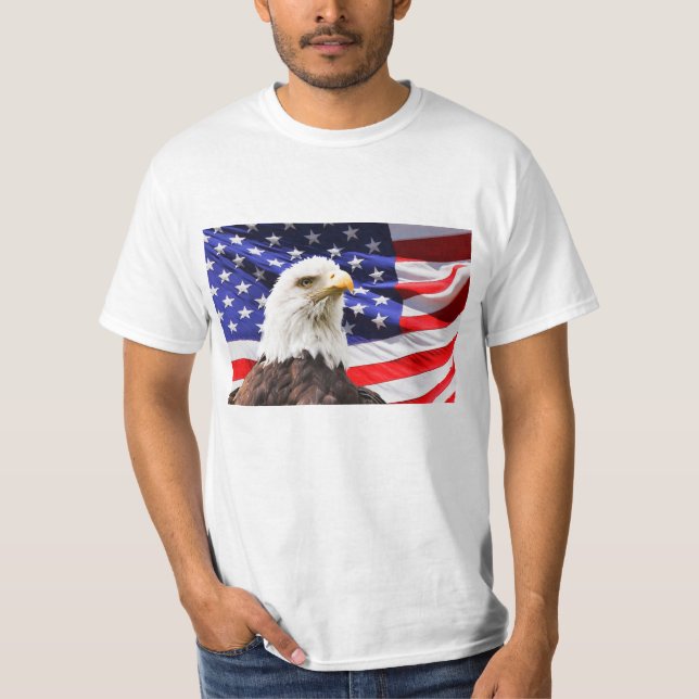 Amerikanska Flagga och Eagle T-Shirt (Framsida)