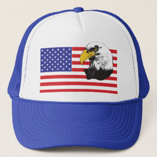 Amerikanska Flagga och Eagle Truckerkeps