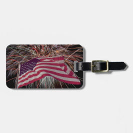 Amerikanska Flagga och Fireworks Bagagebricka