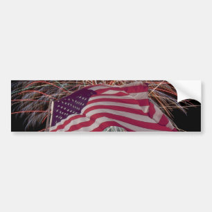 Amerikanska Flagga och Fireworks Bildekal