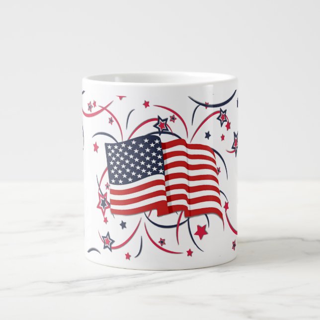 Amerikanska Flagga och Fireworks Jumbo Mugg (Framsidan)