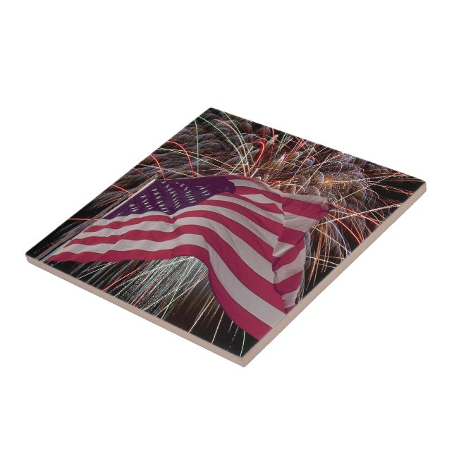 Amerikanska Flagga och Fireworks Kakelplatta (Sidan)