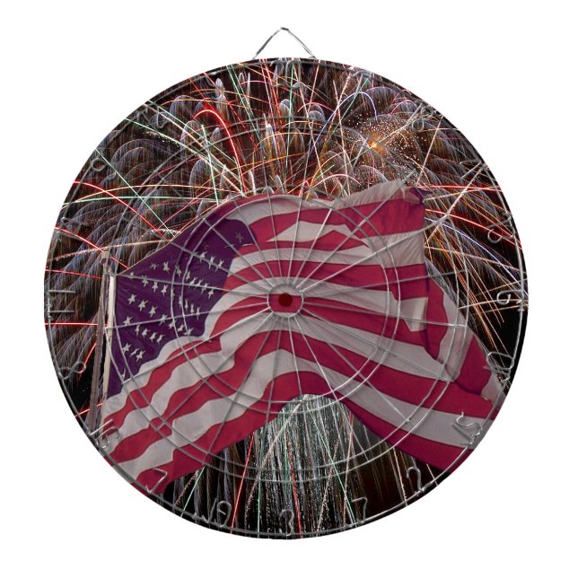 Amerikanska Flagga och Fireworks Piltavla (Framsidan)