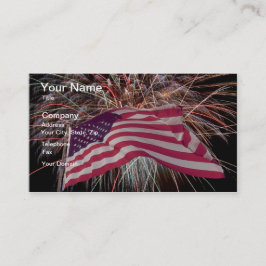 Amerikanska Flagga och Fireworks Visitkort
