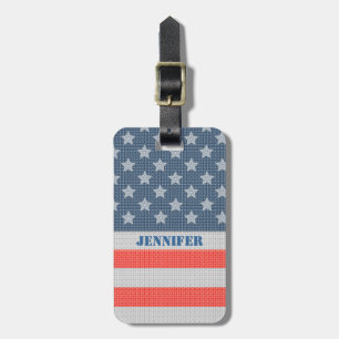 Amerikanska Flagga och Glitter Struktur Bagagebricka
