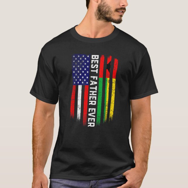 Amerikanska Flagga och Guinea Bissau Flagga Bästa  T Shirt (Framsida)