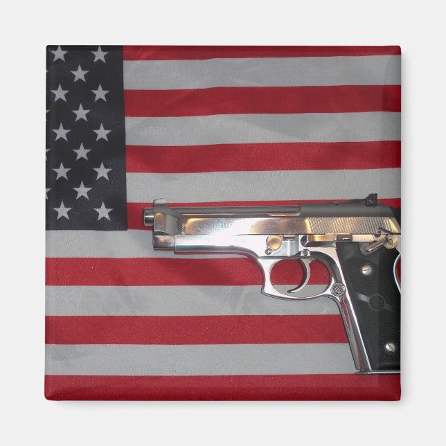 Amerikanska Flagga och Gun Magnet (Framsidan)