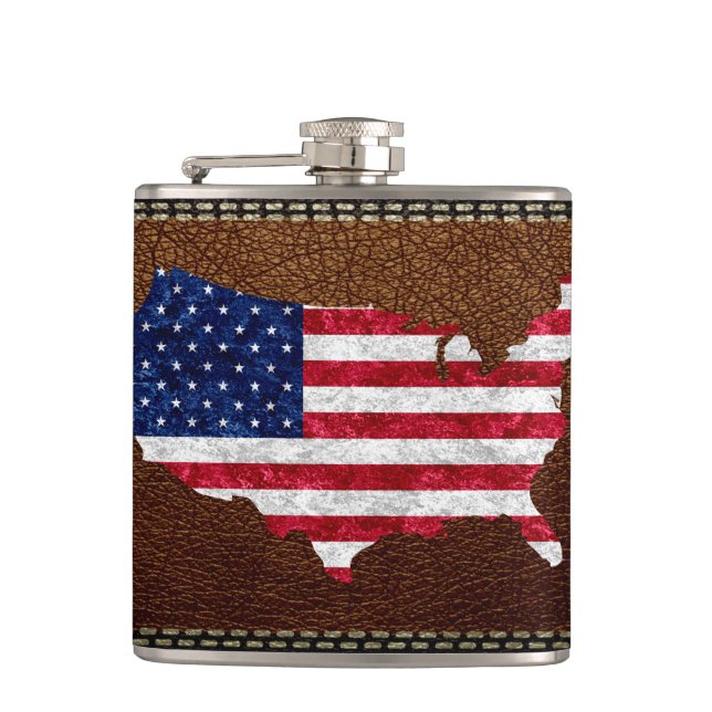 Amerikanska Flagga och Karta Fickplunta (Framsidan)
