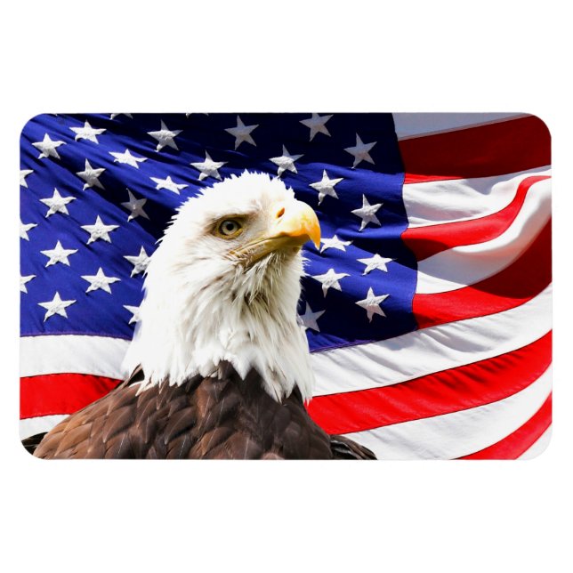 Amerikanska Flagga och Örn Magnet (Horisontell)