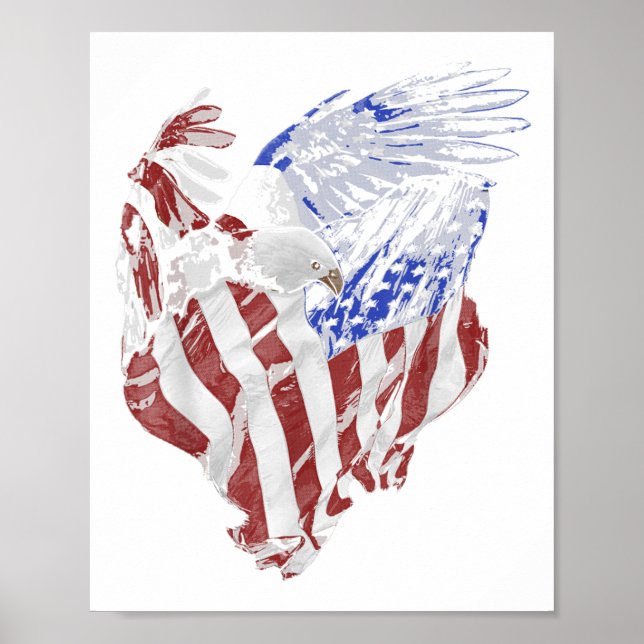 Amerikanska Flagga och Örn Patriotic Poster (Framsidan)
