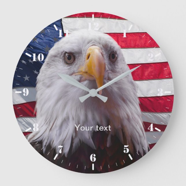 Amerikanska Flagga och Örn Patriotic Stor Klocka (Framsida)