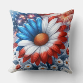Amerikanska Flagga och patriotiska Daisy Kudde