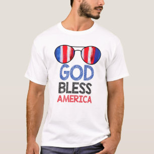 Amerikanska Flagga och solglasögon i välsigna dig T Shirt