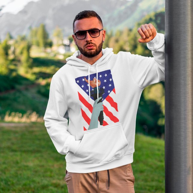 Amerikanska Flagga och Torch Manar Hoodie (Skapare uppladdad)