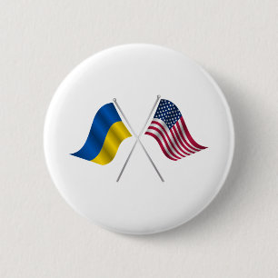Amerikanska flagga och ukrainska flagga knapp