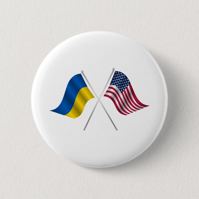 Amerikanska flagga och ukrainska flagga knapp (Framsida)