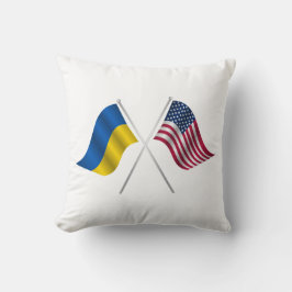 Amerikanska flagga och ukrainska flagga kudde