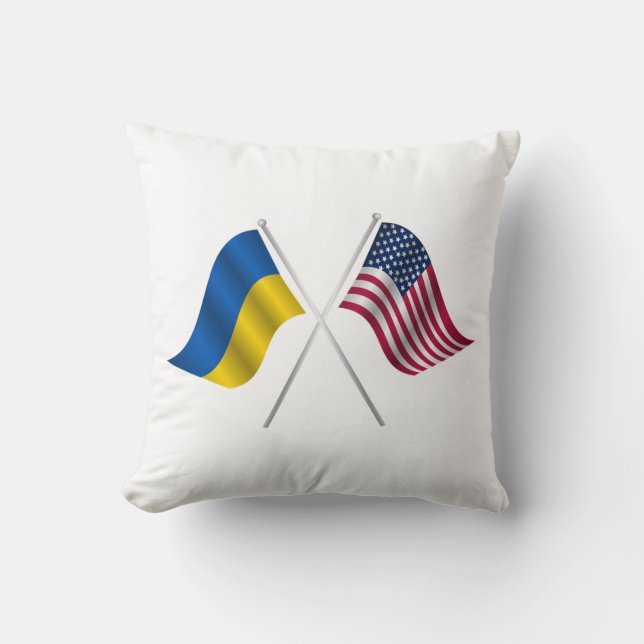 Amerikanska flagga och ukrainska flagga kudde (Framsida)