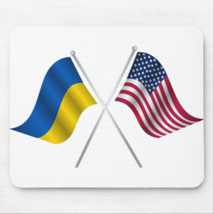 Amerikanska flagga och ukrainska flagga musmatta