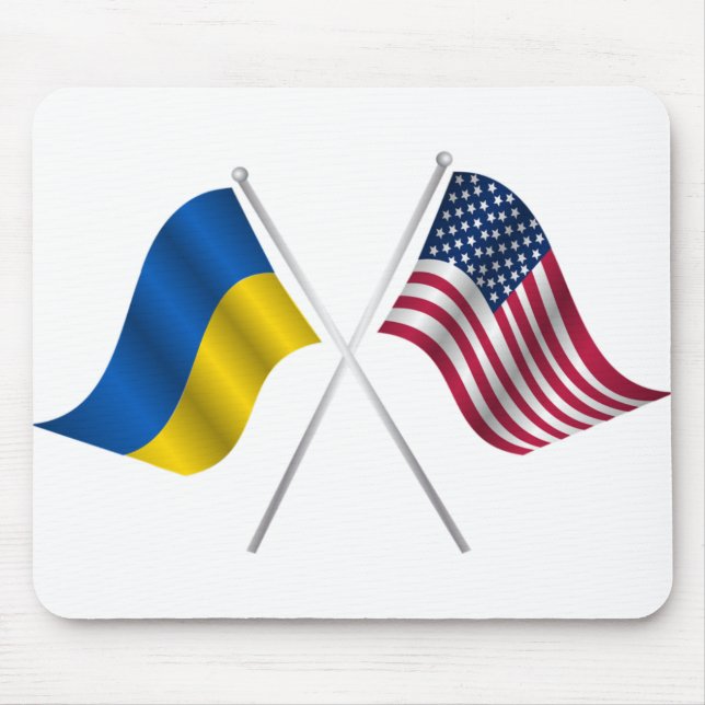 Amerikanska flagga och ukrainska flagga musmatta (Framsidan)