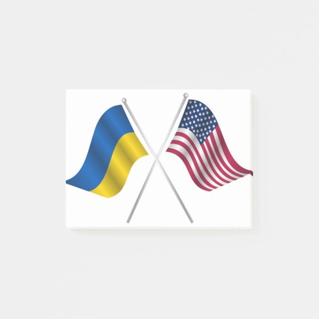 Amerikanska flagga och ukrainska flagga post-it block (Framsida)