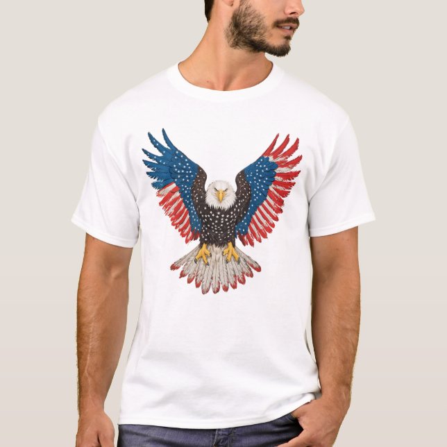 Amerikanska Flagga Örn 4:e juli USA Patriotic T Shirt (Framsida)