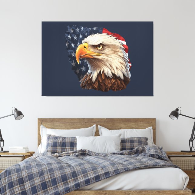 Amerikanska Flagga Örn Canvastryck (Insitu (sovrum))