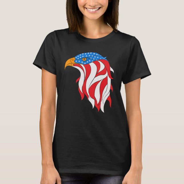 Amerikanska Flagga Örn den 4 juli T Shirt (Framsida)
