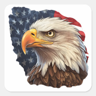 Amerikanska Flagga Örn Fyrkantigt Klistermärke
