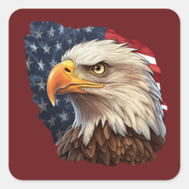 Amerikanska Flagga Örn Fyrkantigt Klistermärke