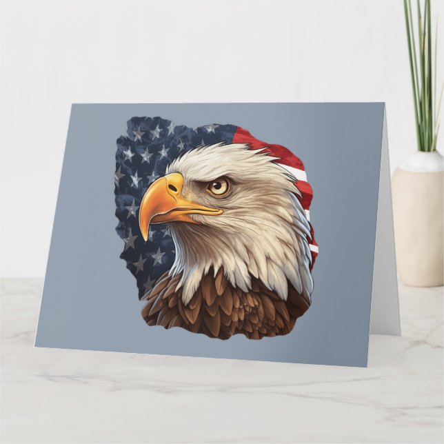 Amerikanska Flagga Örn Kort (Framsida)