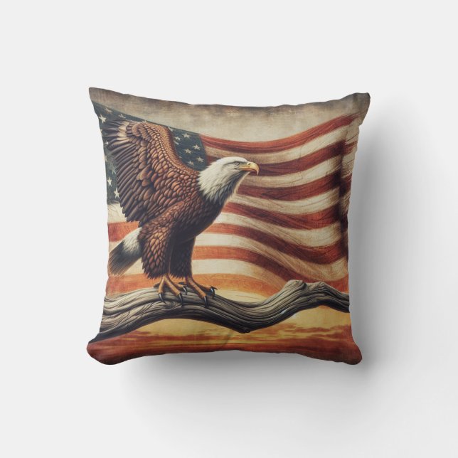 Amerikanska Flagga Örn Kudde (Framsida)