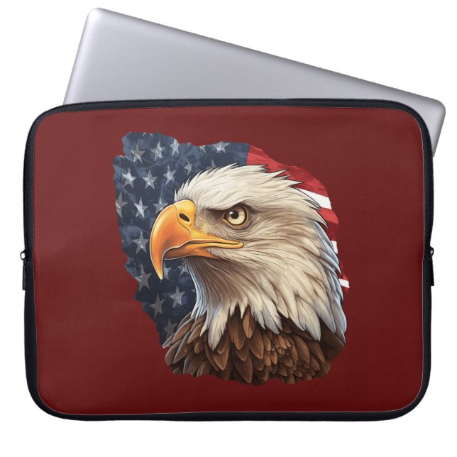 Amerikanska Flagga Örn Laptop Fodral (Framsidan)