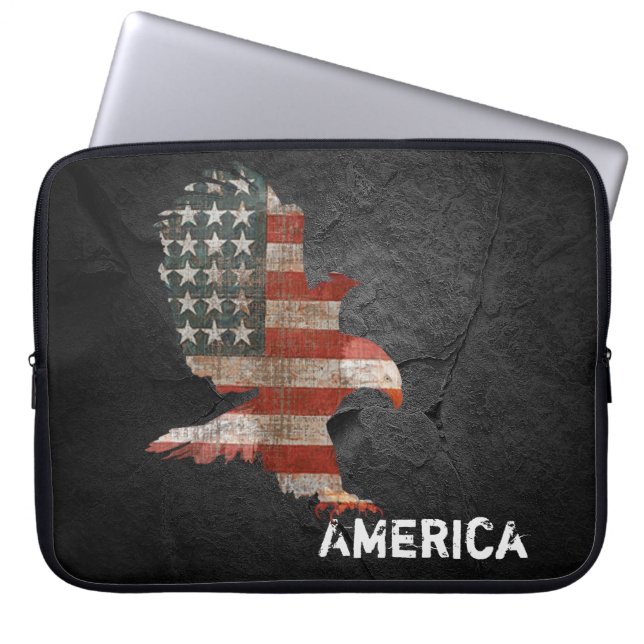 Amerikanska Flagga Örn Laptop Fodral (Framsidan)