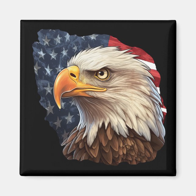 Amerikanska Flagga Örn Magnet (Framsidan)