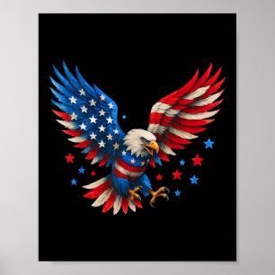 Amerikanska Flagga Örn Manar Patriotic Eagle 4th O Poster