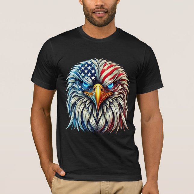 Amerikanska Flagga Örn Patriotic USA T Shirt (Framsida)