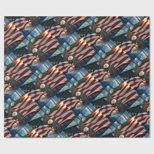 Amerikanska Flagga Örn Presentpapper (Platt)