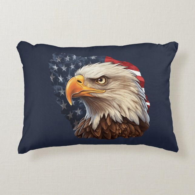 Amerikanska Flagga Örn Prydnadskudde (Framsidan)