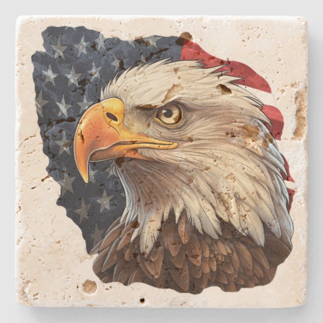 Amerikanska Flagga Örn Stenunderlägg (Framsidan)