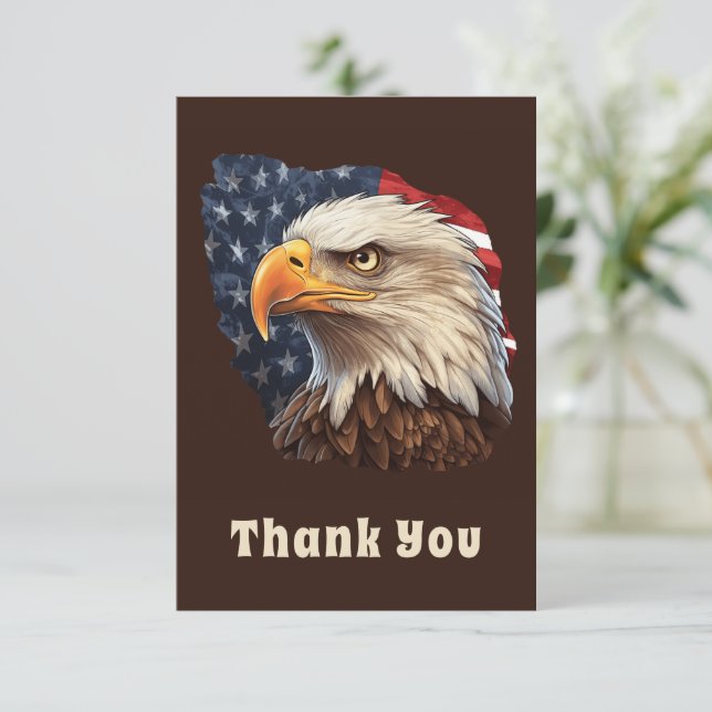 Amerikanska Flagga Örn Tack Kort (Stående Fram)