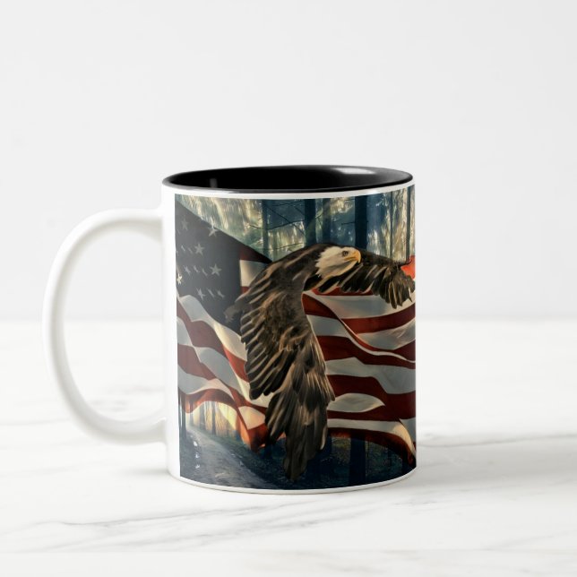 Amerikanska Flagga Örn Två-Tonad Mugg (Vänster)