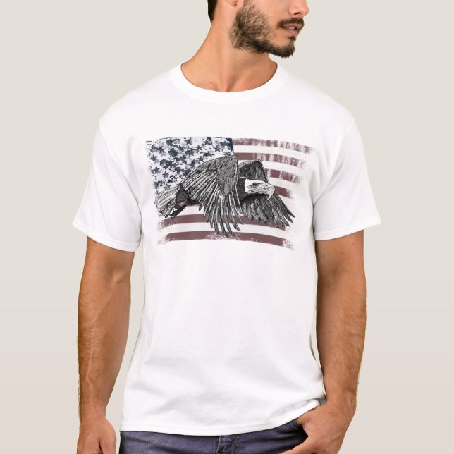 Amerikanska Flagga Örn USA T Shirt (Framsida)