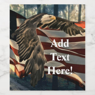 Amerikanska Flagga Örn Vinflaska Etikett
