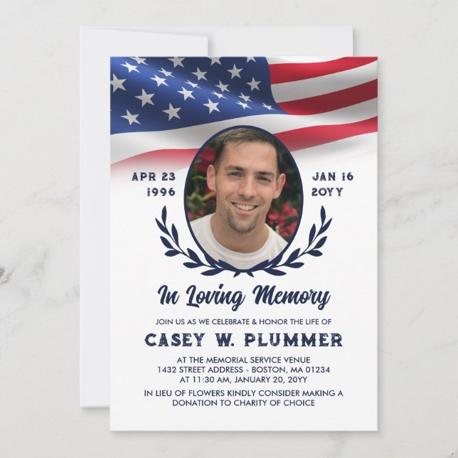 Amerikanska Flagga Oval Photo Life Firande Inbjudningar (Framsida)